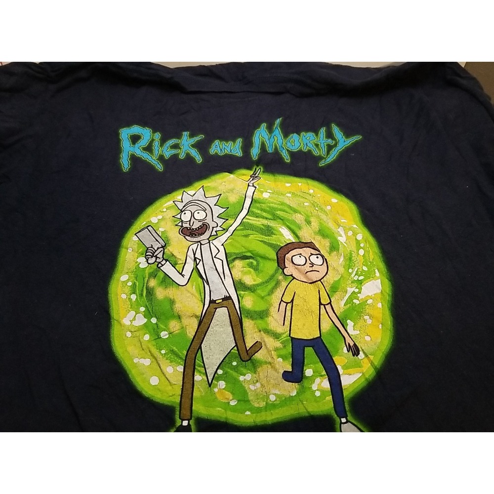 Rick and Morty Adult Swim Ripple‎ Junction Mens Large Blue Graphic T-Shirt L